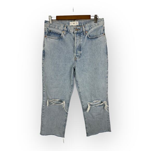Mng Denim Womens size 6 Cropped High Wasit Distressed Button Fly Jeans - Picture 1 of 11